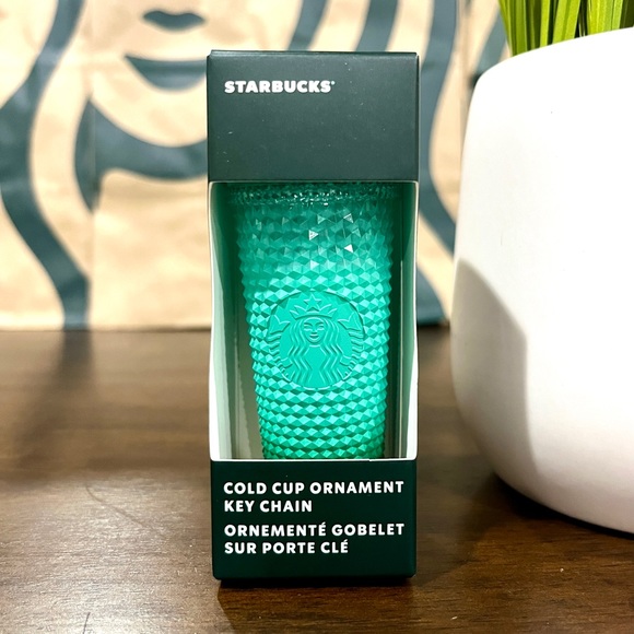 🌿Starbucks {SET} WAXBERRY Mint Green OMBRÉ Studded Tumbler & Keychain SET - Picture 2 of 7